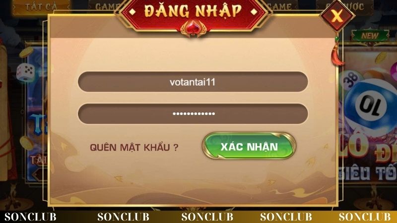 Điền dữ liệu cần thiết khi đăng nhập vào trang web